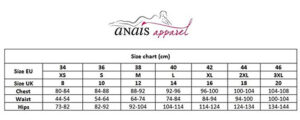 anais lingerie size chart