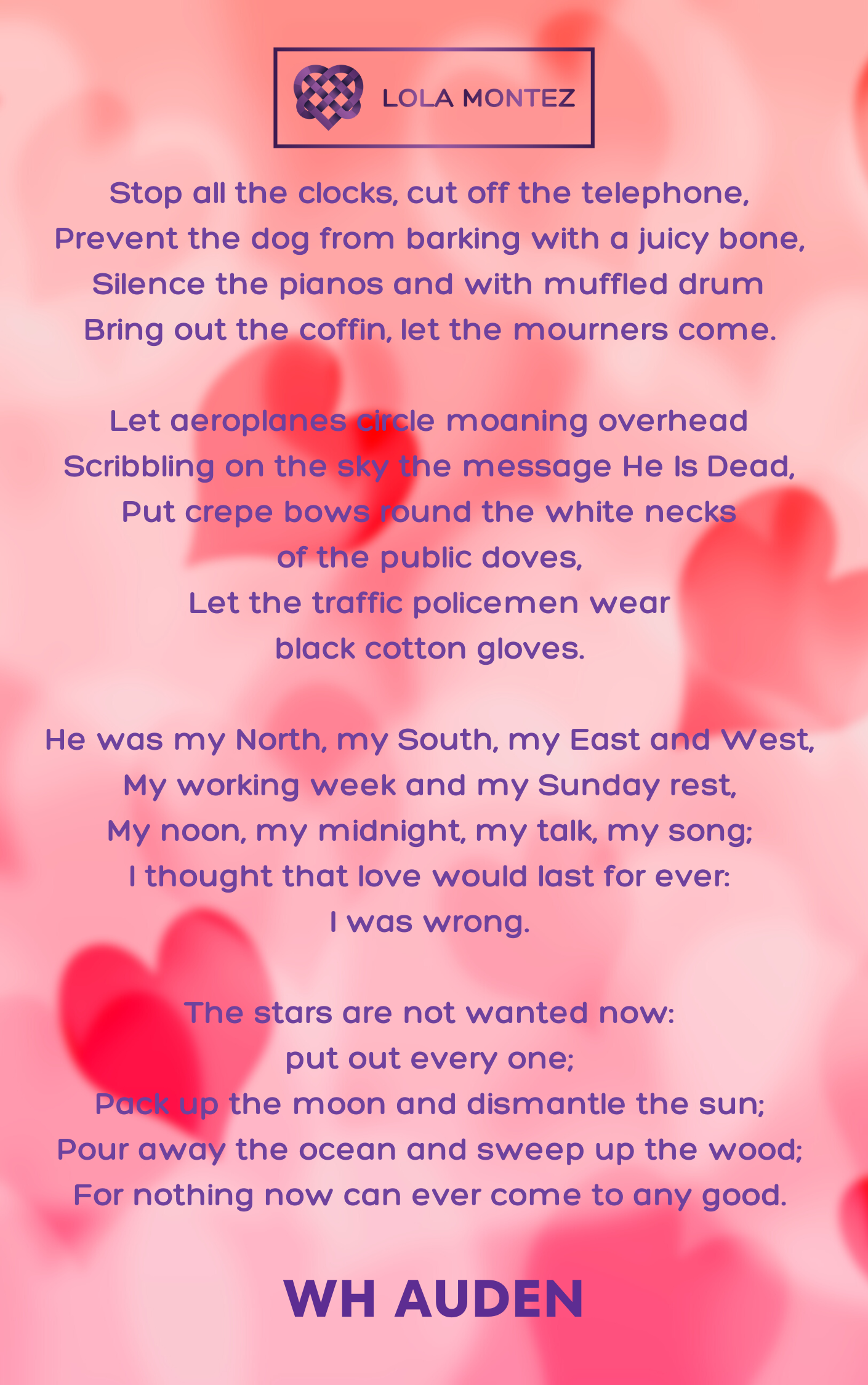 WH Auden He was my North - love poem