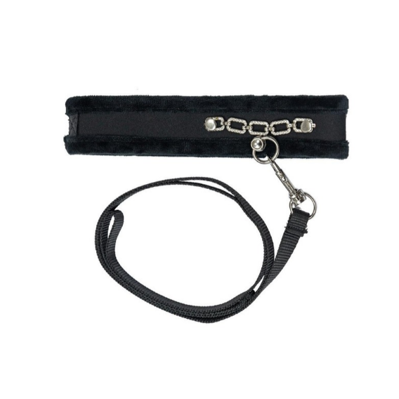Punishment rose gold detail collar and leash for BDSM play