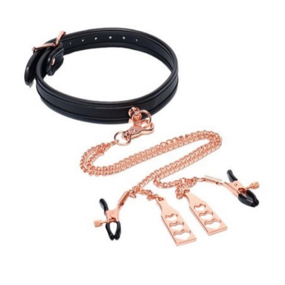 Rose Gold Choker and Nipple Clamps